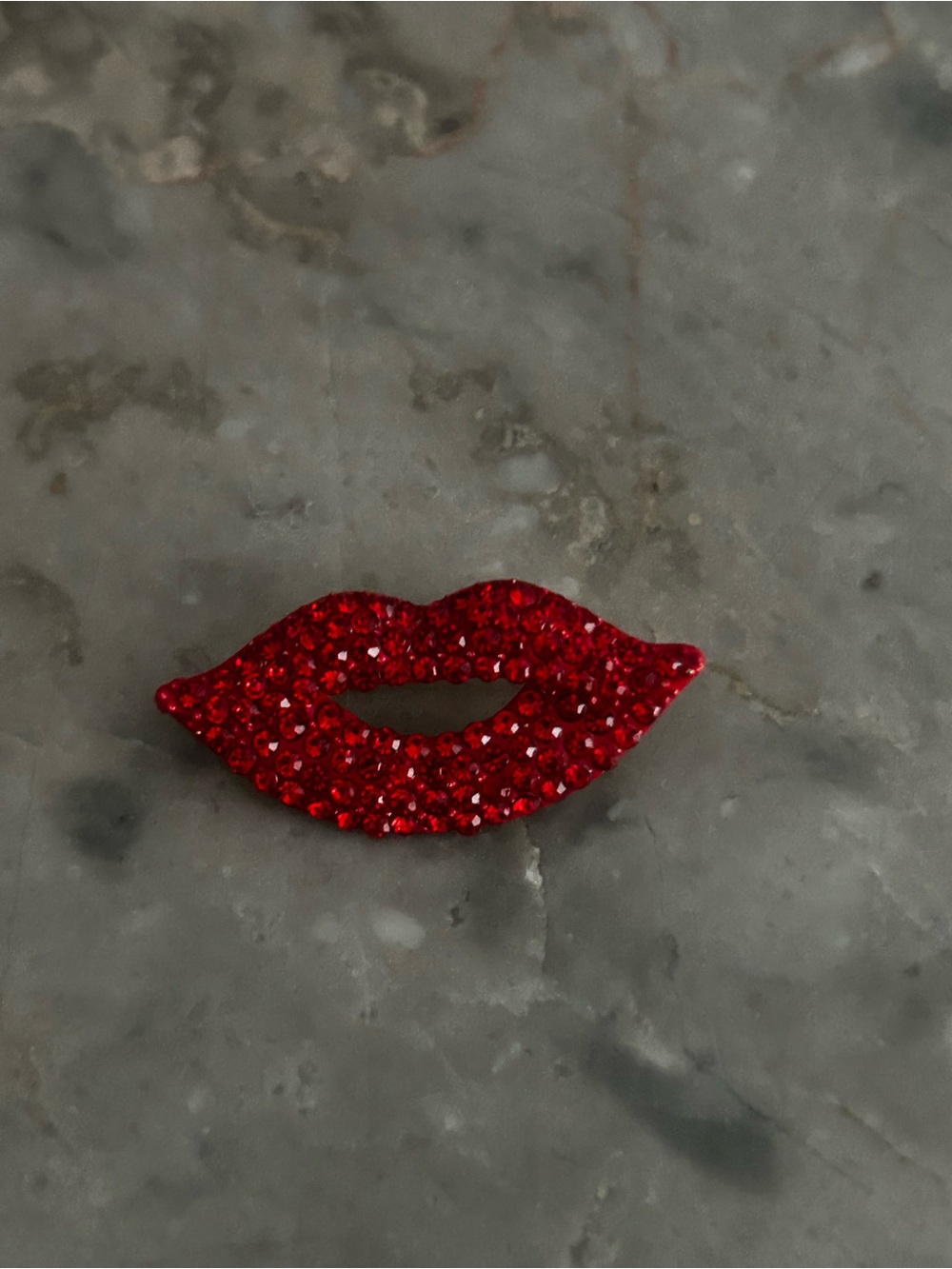 Red Crystal Lip Pin - Women Brooch